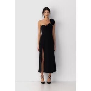 The Wolf Gang NWT Black Flores Rosette Midi Dress Small